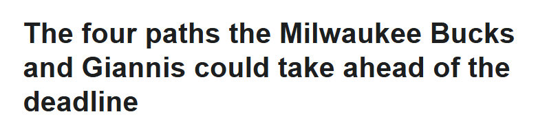 交易截止日倒计时！雄鹿面前四条路：最极端是送走字母哥彻底重建